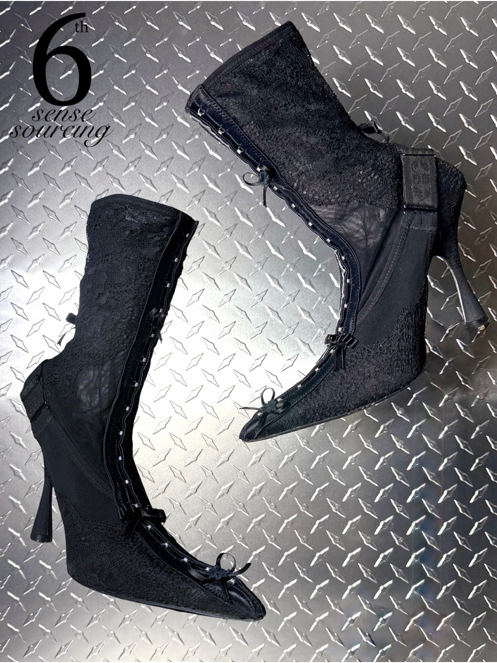 Balenciaga Lingerie Lace Bow Knife Ankle Boots in Black 37